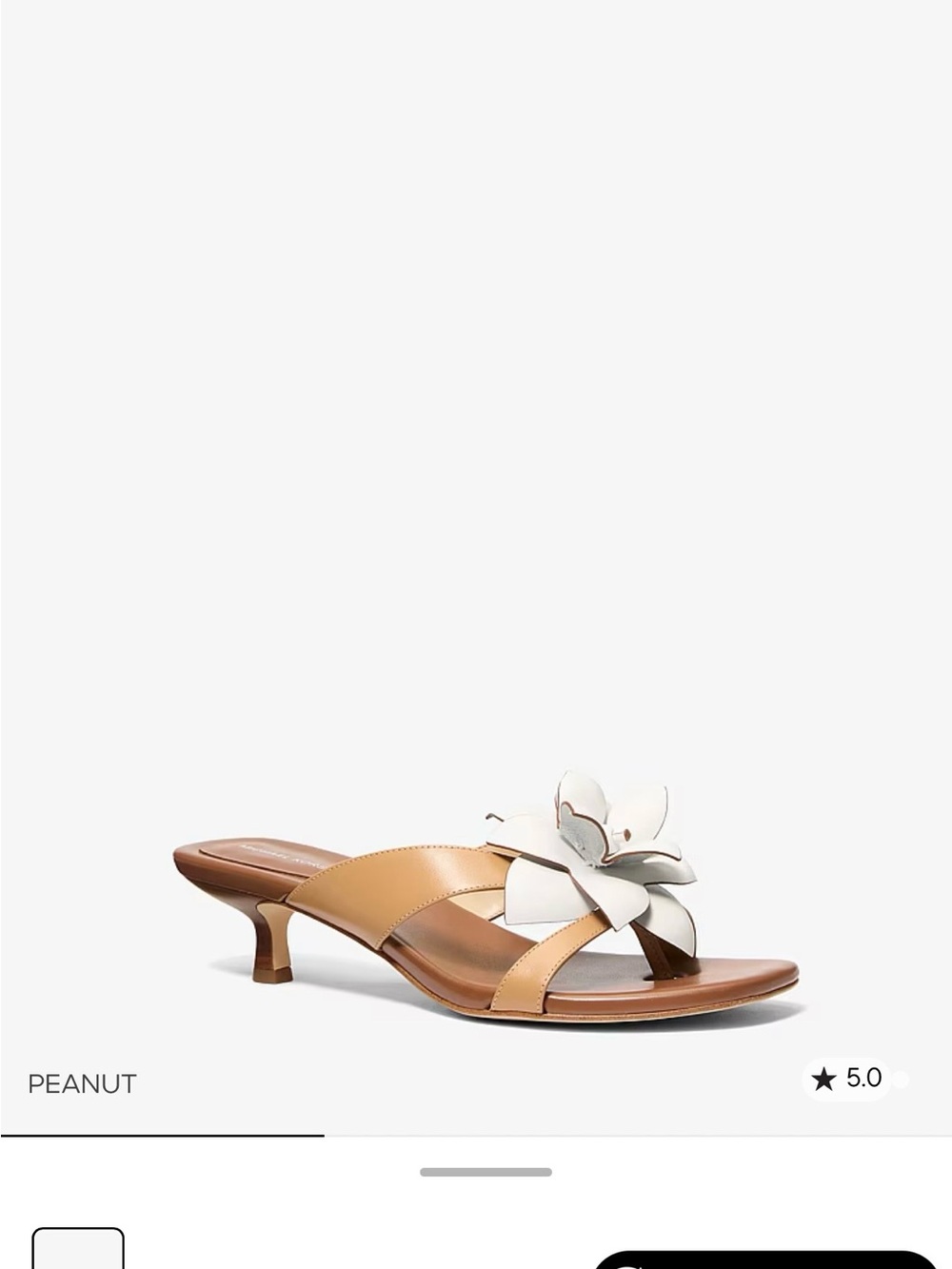 Michael Kors Peanut and White Leather Flower Kitten-Heel Mule